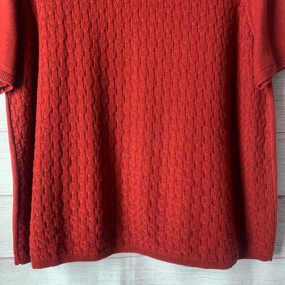Koret Red Short Sleeve Sweater Blouse Mock Neck Partial Back Texture Front XL - Picture 3 of 15